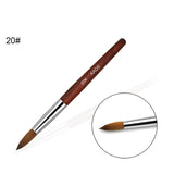 Sable Acrylic Brush UV Gel Carving Pen Brush Liquid Powder DIY Nail Drawing Flat Round Red Wood Nail Art Brush