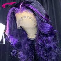 13x4 Lace Front Wig Human Hair Wigs 180% Purple Color Lace Frontal Wigs PrePlucked Purple Wig Human Hair Wig - Divine Diva Beauty