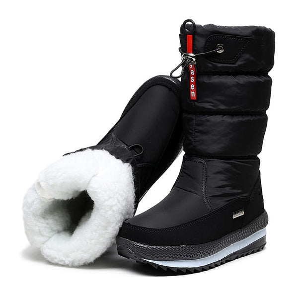 Women Snow Boots Platform Winter Boots Thick Plush Waterproof Non-slip Boots 11+