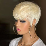 Synthetic Hair Short Straight Blonde Pixie  Haircut  Wig