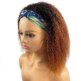 Afro Kinky Curly Headband Wig Human Hair 180% Remy Ombre 1b/30 Brazilian Natural Hair Wig