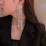 Classic Rectangle Long Tassel Drop Earrings Jewelry