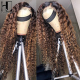 Highlight Ombre #4/27 Colored Lace Frontal Wig Water Wave Curly Human Hair Wigs Deep Wave Frontal Wigs Pre Plucked
