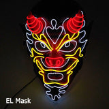 Cosplay Halloween Party Mask Luminous Light up Led Mask EL Wire Neon Glowing Anime Mask Masque Masquerade Masks Horror Mask