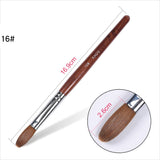 Sable Acrylic Brush UV Gel Carving Pen Brush Liquid Powder DIY Nail Drawing Flat Round Red Wood Nail Art Brush