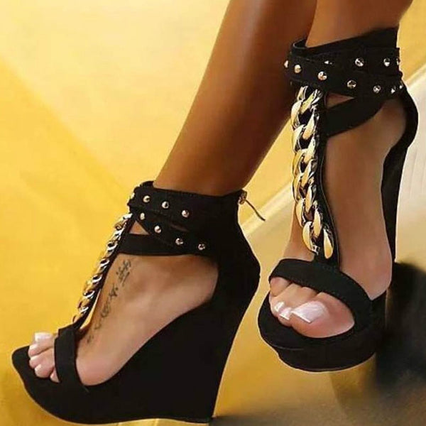 Sandals High Heels Fashion Sandals Chain Platform Wedges shoes
