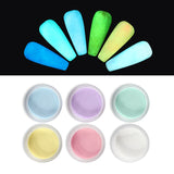 6 Boxes Glow in the Dark Nails Acrylic Powder Manicure Fluorescent Luminous Effect Phosphor Pigment For Nail Design