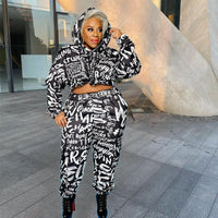 2 Piece Outfits Pants and Top Hoodie Joggers Matching Sets Letter Print Plus Size avail Tracksuit - Divine Diva Beauty