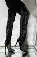 Rhinestone Thigh High Boots