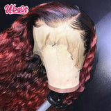 99J Kinky Curly Lace Front Wig Brazilian Virgin 100% Human Hair Transparent Curly Human Hair Wigs