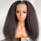 Middle Part Soft Long Kinky Straight 180% Density Black Color Lace Front Wig With Baby hair Synthetic Heat Temperature