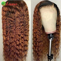 Kinky Curly Lace Front Wig Human Hair Wigs Honey Brown Color Glueless 4x4 Lace Closure Wig Pre-Plucked Hairline