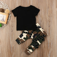 Kids Baby Boys Clothes Letter Print tops  + Camo Long bottoms outfits bby