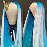 Light Blue Highlight Lace Front Wig 613 Straight Human Hair Wigs For  T Part Wig Transparent Lace Front Wig Pre Plucked