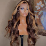 Highlight Lace Front Human Hair Wigs 13x4 Lace Front Wig Blonde Brown Lace Closure Wig Straight Brazilian Pre Plucked