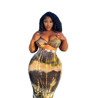 Plus Size avail two piece set tie dye Tube top and skirt