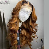 Ombre highlight Blonde lace Front Human Hair Wigs With Baby Hair Brazilian Wavy Remy Deep Part - Divine Diva Beauty