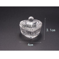 Thick Crystal Glass Dish Cup Holder With Lid Acrylic Liquid Powder Container Nail Art Manicure Tools Washing Equipment