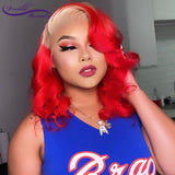 Ombre Blonde Red Color Lace Frontal Human Hair Wigs Wavy Wigs Brazilian Remy Wigs