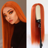 Lace Wigs Long Straight Hair  Lime Green Color Wigs  Women Synthetic Lace Wigs with Natural Hairline