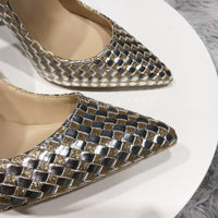 Shiny Plaid Chic Women Stilettos High Heels Bling Party Shoes Ladies Ponited Toe Slip On Pumps 11+