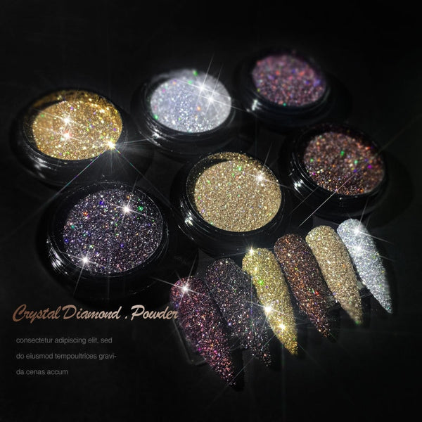 1g/bottle of Diamond Powder Ins Nail 6-color Glitter