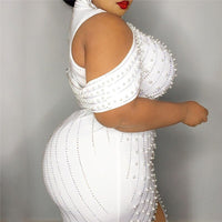 White Sexy Dresses Party Night Club Dress Sleeveless Turtleneck High Waist Plus Size avail