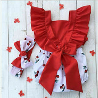 Cute Newborn Baby Girl Clothes Ruffle Backless Cherry outfit bby