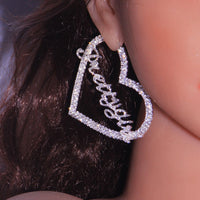 Aesthetic Letter Earrings Designer Luxury Jewelry Rhinestone Designer Piercing Heart Earrings