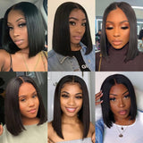 Human Hair Wigs Brazilian Straight Bob Wigs Transparent Human Hair Frontal Lace Wig PrePlucked Wigs Natural Hair