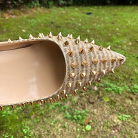 Golden Glitter Spikes Pointy Toe High Heel pumps - Divine Diva Beauty