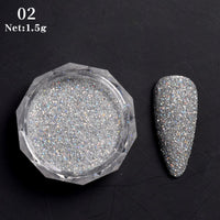 Reflective Glitter Nail Powder Green Red Holographic Nail Art Dust Shinning Chrome Pigment DIY Manicures Decoration