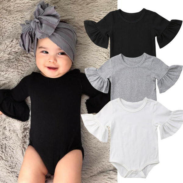 Baby Girl Flare Sleeve Solid Outfits bby