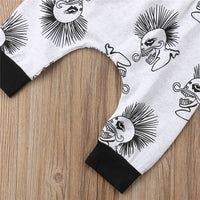 2PCS Newborn Toddler Baby Boy Clothes Black Skull Outfit bby