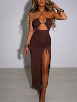 Sleeveless Sexy Female Midi Backless Dress