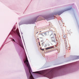 Women Diamond Watch Starry Square Dial Bracelet Watches Ladies Leather Band Quartz Wristwatch  jewelry