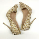 Golden Glitter Spikes Pointy Toe High Heel pumps - Divine Diva Beauty