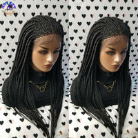 Black Color Box Braids wig African braids  Braided  Lace Front Wig Synthetic Heat Resistant Fiber