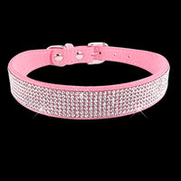 pet Crystal Dog Collars PU Leather