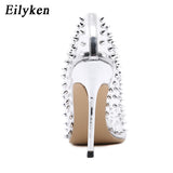 Silver Sexy Rivet PVC Transparent Women Pumps Fashion Pointed Toe Shoes