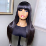 Short Straight Bob Human Hair Wigs With Bangs Full Machine Made Wigs Glueless Fringe Wig Brazilian*******SALE