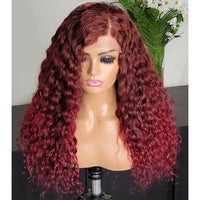 Giner Orange Synthetic Lace Front Wig Long Curly High Temperature Fiber  With Middle Part Baby Hair