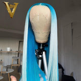 Light Blue Highlight Lace Front Wig 613 Straight Human Hair Wigs For  T Part Wig Transparent Lace Front Wig Pre Plucked