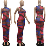 See Through Print Maxi Long Dress - Divine Diva Beauty