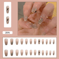 24pcs Rhinestone Design Fake Nails Shiny Bridal Women Lady party nail DIy Decorations Press On nail Tips False Nail Patch