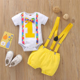 First Birthday Outfits Numbers 1 Necktie Baby Overalls bby