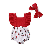 Cute Newborn Baby Girl Clothes Ruffle Backless Cherry outfit bby