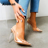 Pumps PVC Transparent High Heels Sexy Pointed Toe Leopard Grain Party Shoes Lady Thin Heels Pumps 11+