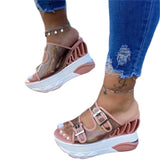 Wedge Heel Sneakers Women Platform Buckle High Heel shoes