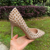 Golden Glitter Spikes Pointy Toe High Heel pumps - Divine Diva Beauty